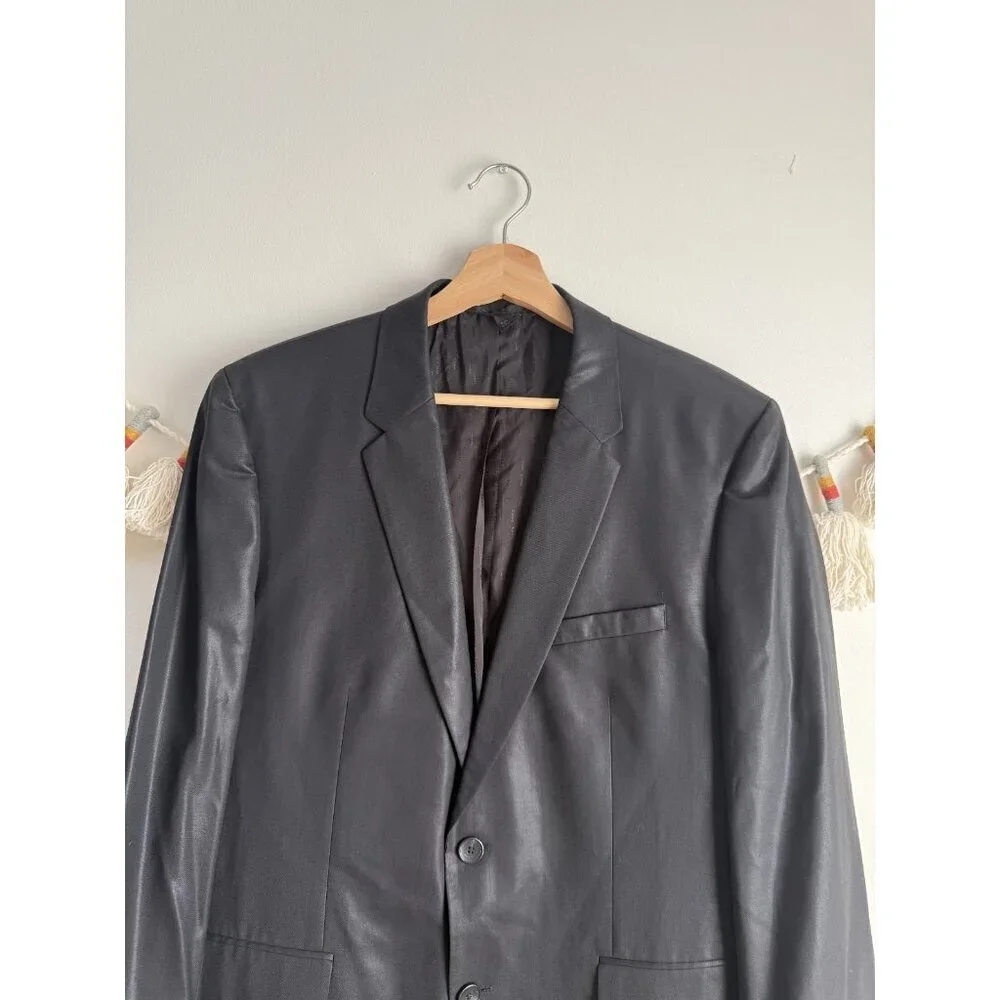 Hugo Boss Satin Virgin Wool Single Breasted Structured Blazer Black Formal 44R
